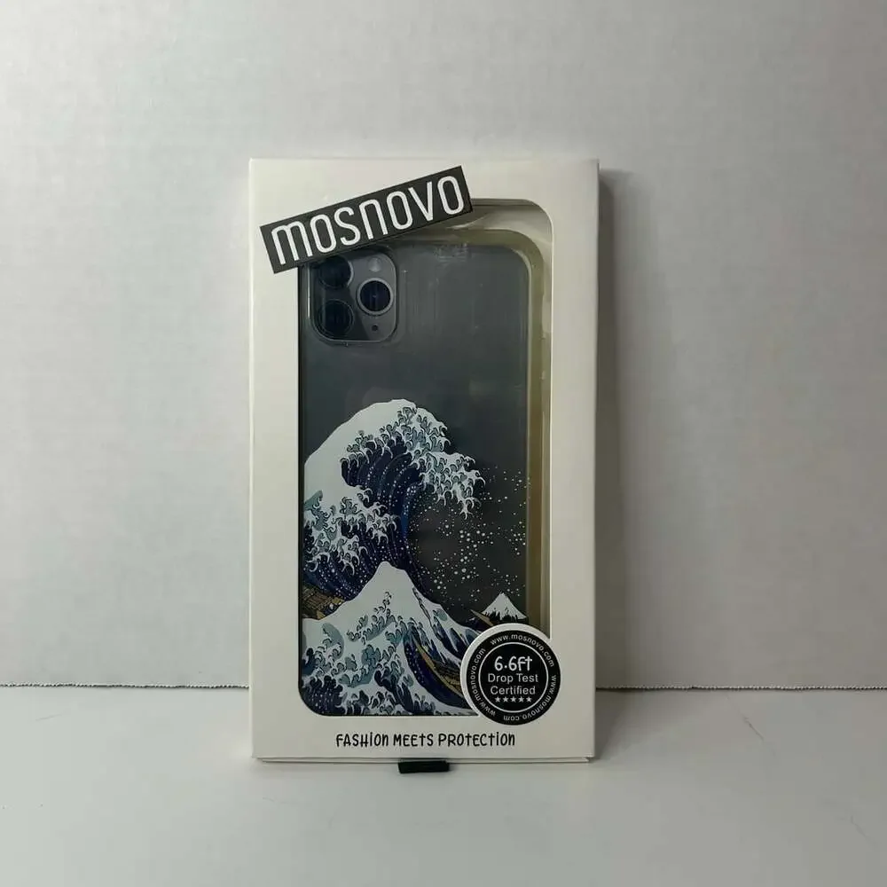 MOSNOVO iPhone 11 Pro Max Case Tokyo Wave Pattern Clear Design